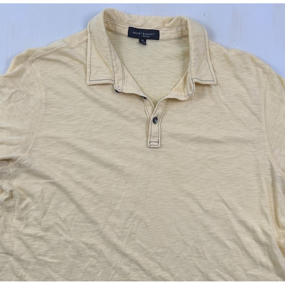 ROBERT BARAKETT Men's Polo Cotton Short‎ Sleeve Shirt XL Yellow Lightweight EUC
